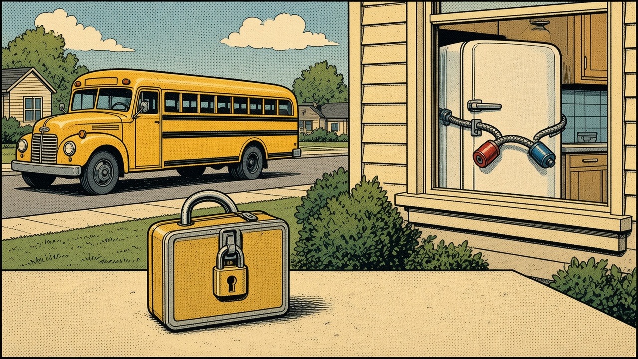 Comic: locked lunchbox and locked fridge